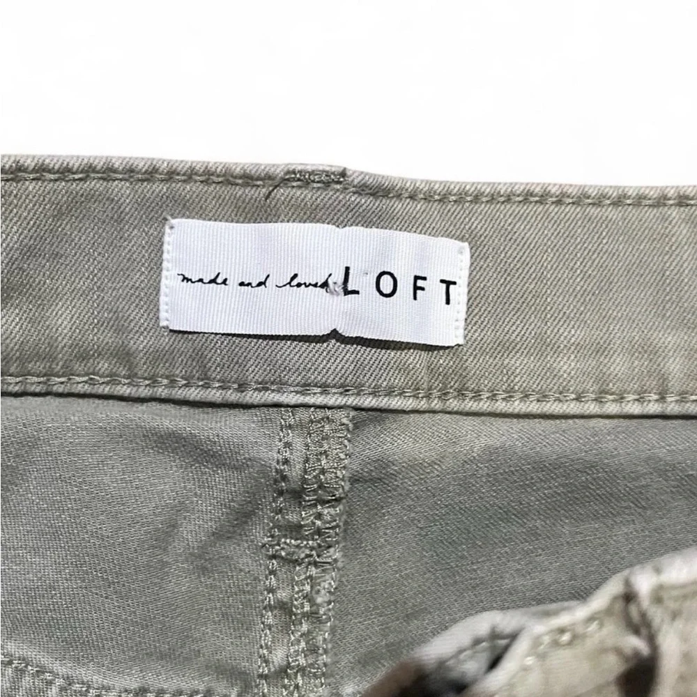 LOFT Women's Light Green High Rise Cropped Fringe Skinny Jeans Spring - Picture 3 of 6